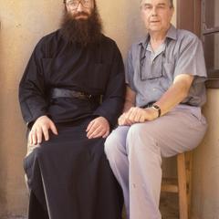 Father Iakovos and Frank Horlbeck at Xenophontos