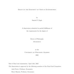 Essays on the Efficiency of Tests in Econometrics
