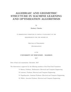 Algebraic and Geometric Structure in Machine Learning and Optimization Algorithms