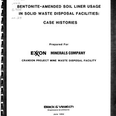 Bentonite-amended soil liner usage in solid waste disposal facilities : case histories