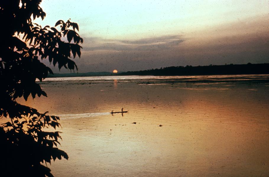 View of Malebo Pool (Formerly Stanley Pool) at Sunset and Looking
