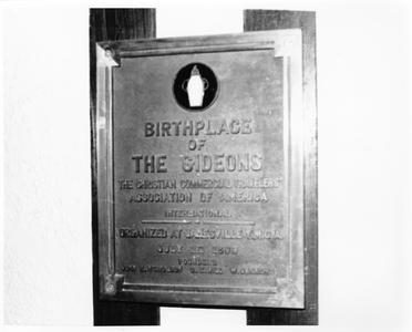 Gideon plaque at Janesville YMCA