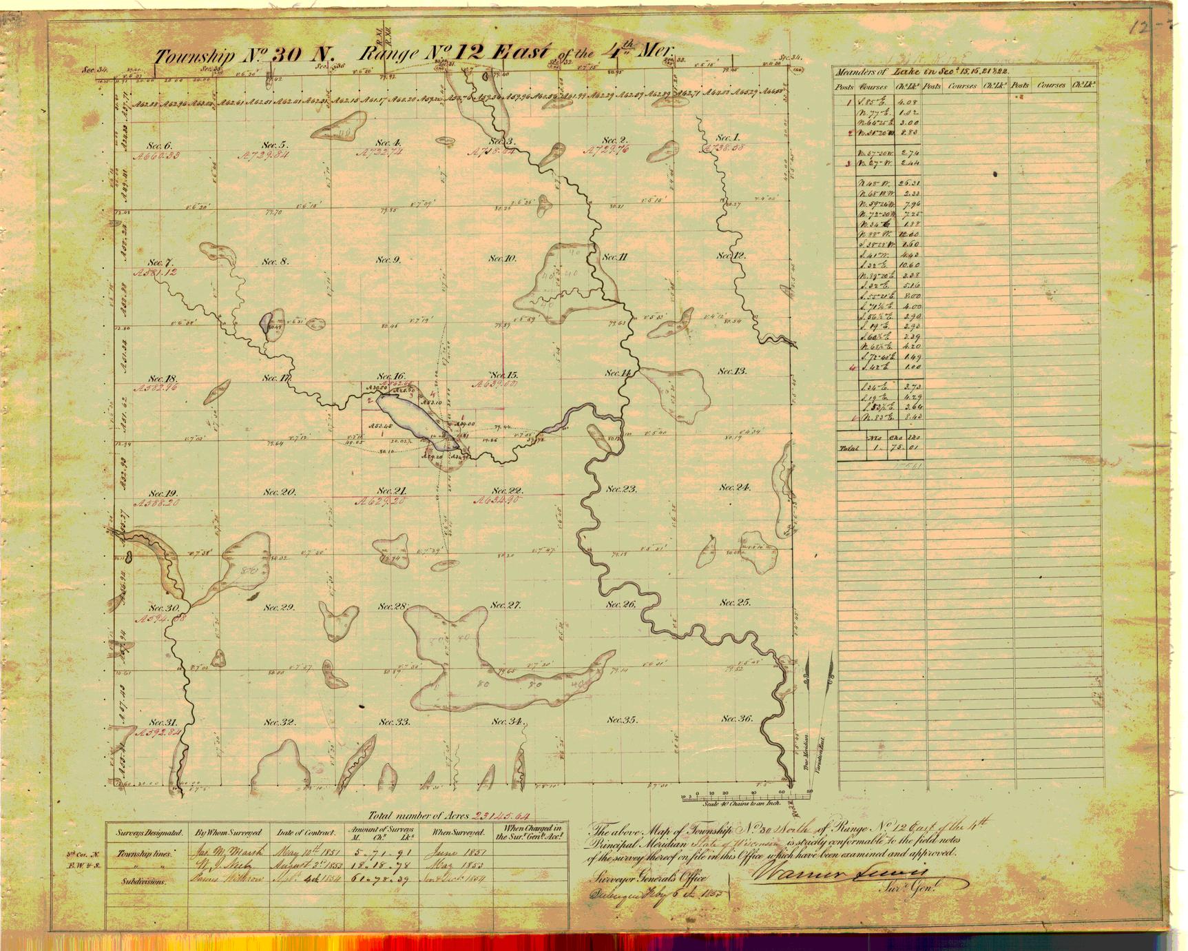 [Public Land Survey System map: Wisconsin Township 30 North, Range 12 East]