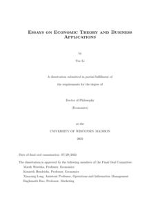 Essays on Economic Theory and Business Applications