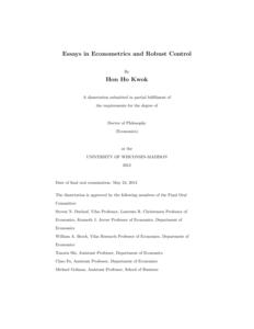 Essays in Econometrics and Robust Control