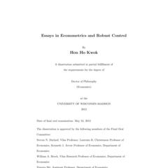 Essays in Econometrics and Robust Control