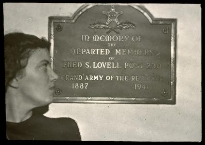 Tablet in memory of Fred S. Lovell Post 230