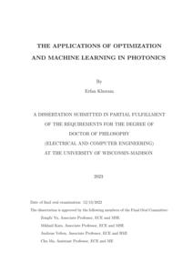 THE APPLICATIONS OF OPTIMIZATION AND MACHINE LEARNING IN PHOTONICS