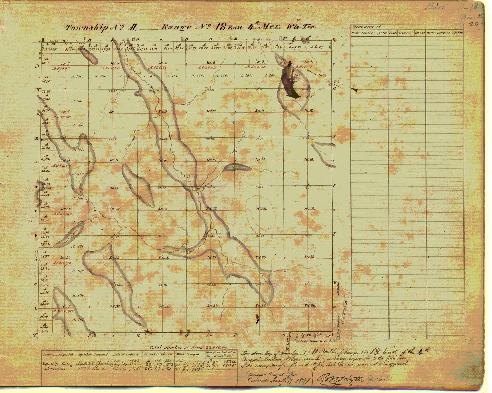 [Public Land Survey System map: Wisconsin Township 11 North, Range 18 East]