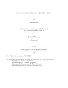 Essays on the Industrial Organization of Healthcare Markets