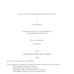 Essays on the Industrial Organization of Healthcare Markets