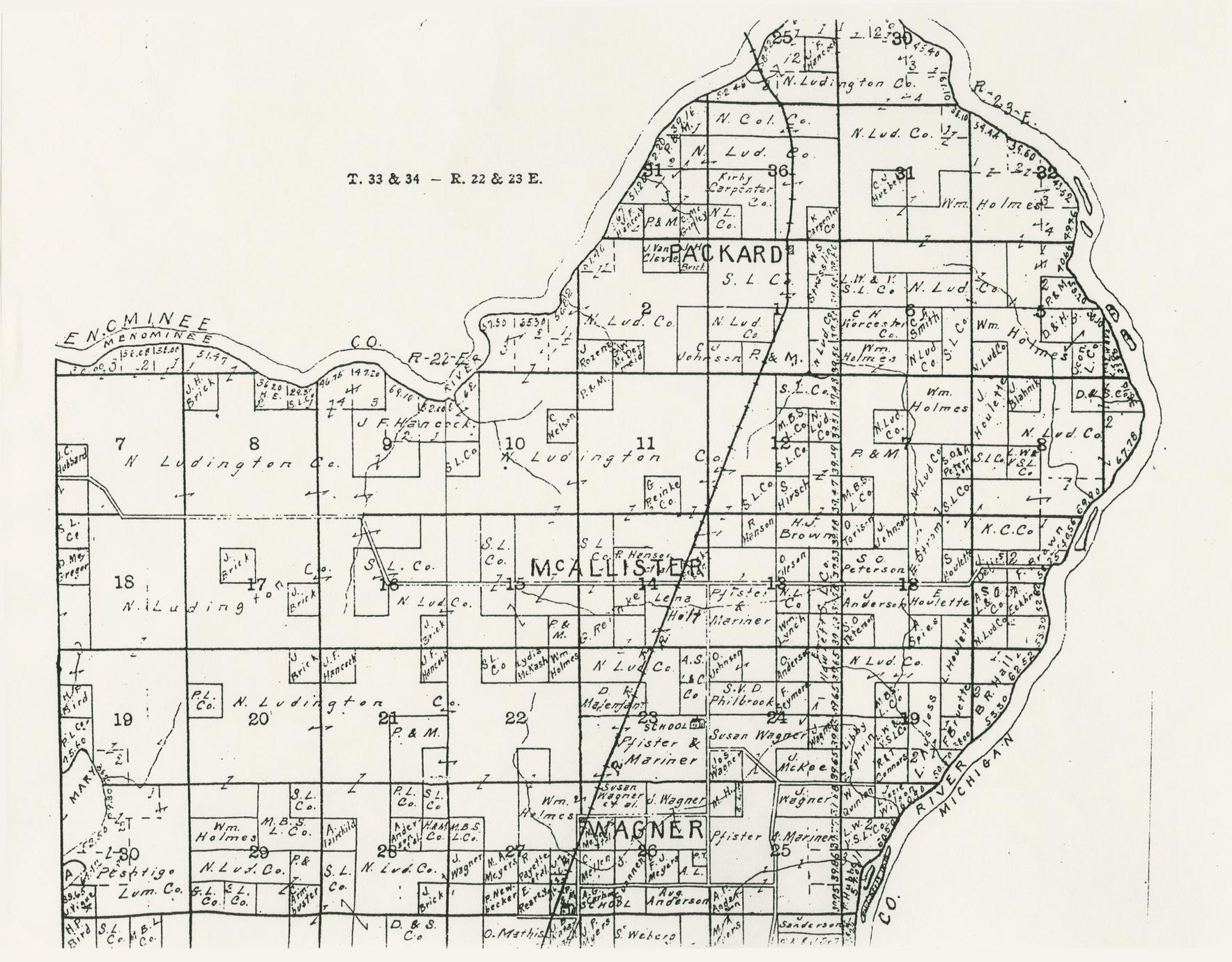 Sectional map of County showing ownership of lands, location