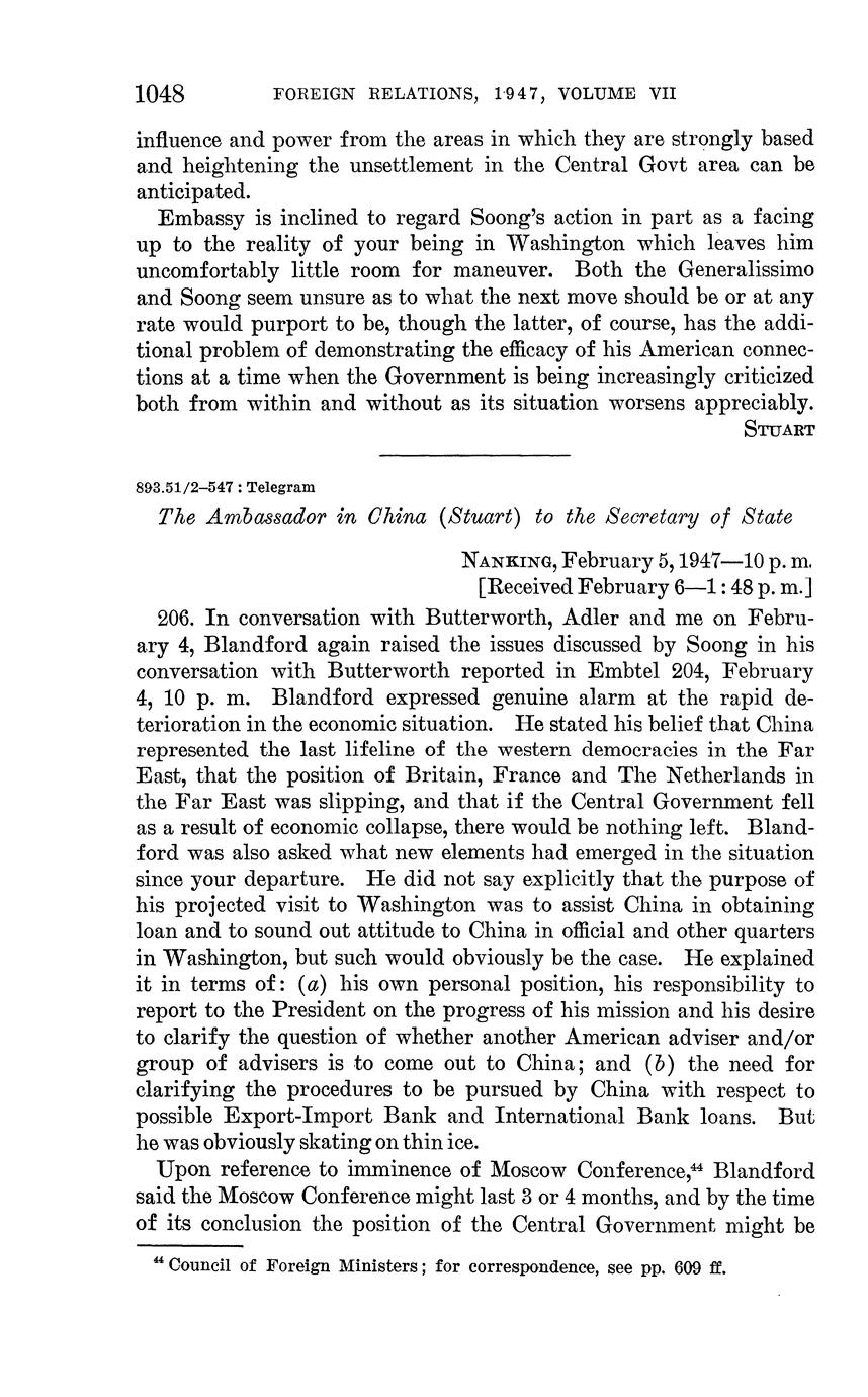 Foreign relations of the United States, 1947. The Far East: China ...