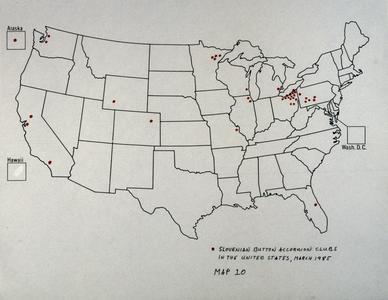 Slovenian button accordion clubs in the United States, March 1985 : map 10