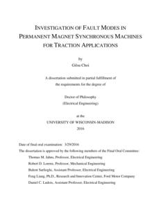 INVESTIGATION OF FAULT MODES IN PERMANENT MAGNET SYNCHRONOUS MACHINES FOR TRACTION APPLICATIONS