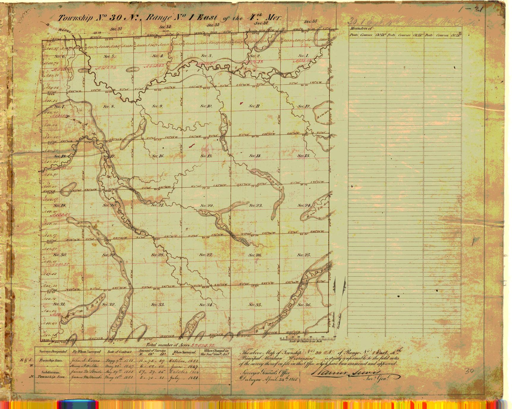 [Public Land Survey System map: Wisconsin Township 30 North, Range 01 East]