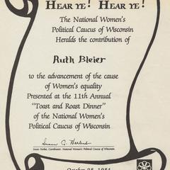 National Women's Political Caucus of Wisconsin award