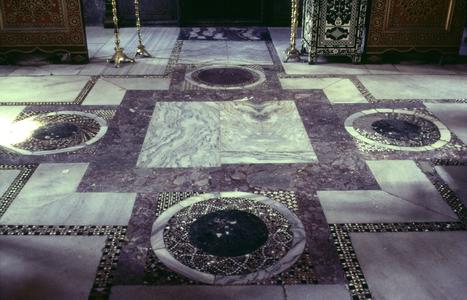 Mosaic floor at the old catholicon of Xenophontos
