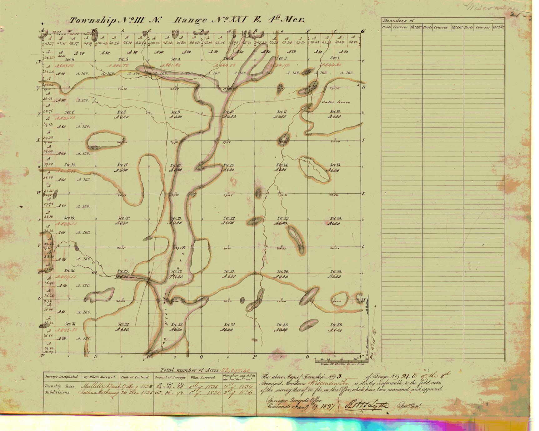 [Public Land Survey System map: Wisconsin Township 03 North, Range 21 East]
