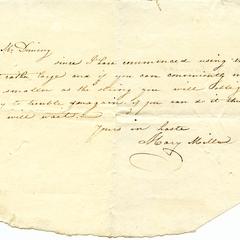 Note from Mary Miller to Felix Dominy