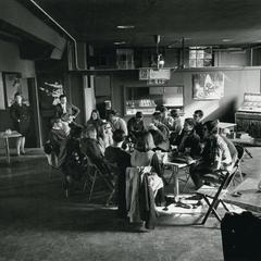 Students in the "Brick Factory" student lounge