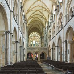Chichester Cathedral interior view from nave to the pulpitum