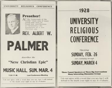 Posters advertising the 1928 University Religious Conference