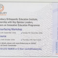 Finsbury Orthopaedics Courses advertisement