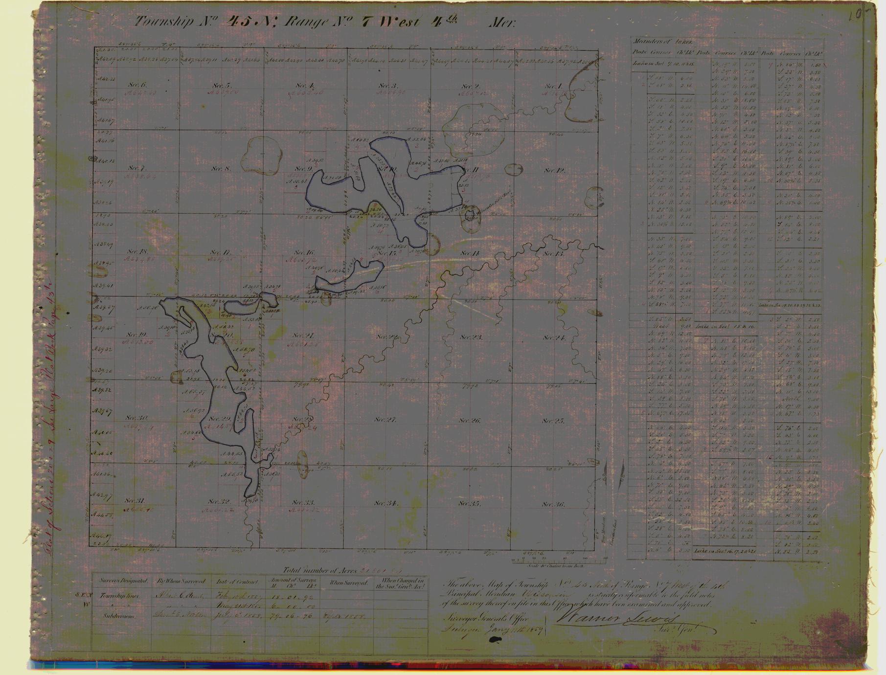 [Public Land Survey System map: Wisconsin Township 45 North, Range 07 West]