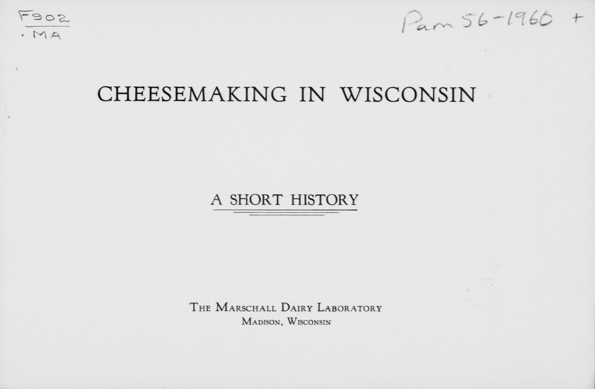 Cheesemaking in Wisconsin : a short history - Full view - UWDC - UW 