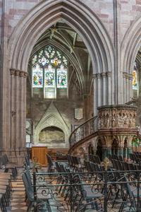 Worcester Cathedral interior nave aisle