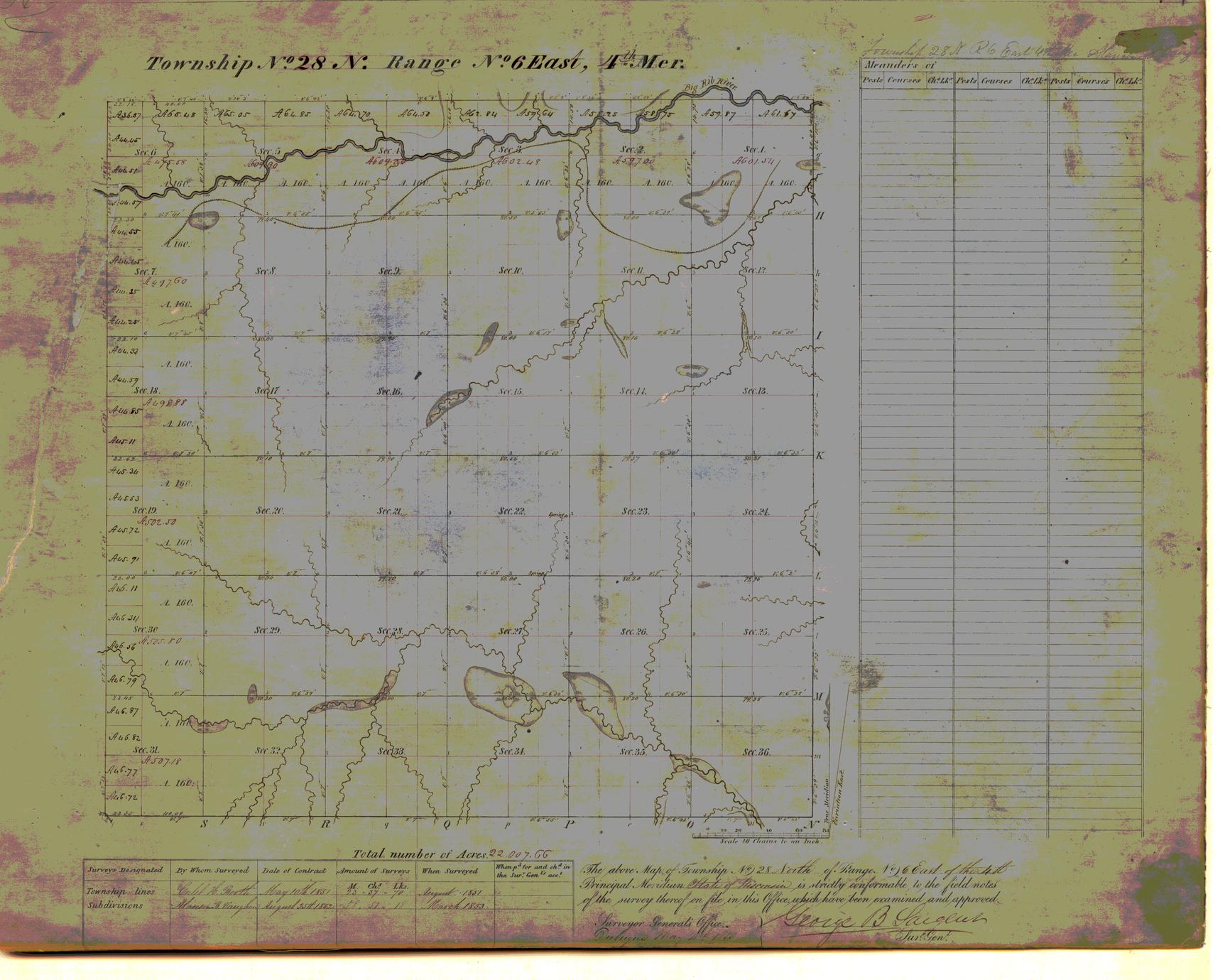 [Public Land Survey System map: Wisconsin Township 28 North, Range 06 East]