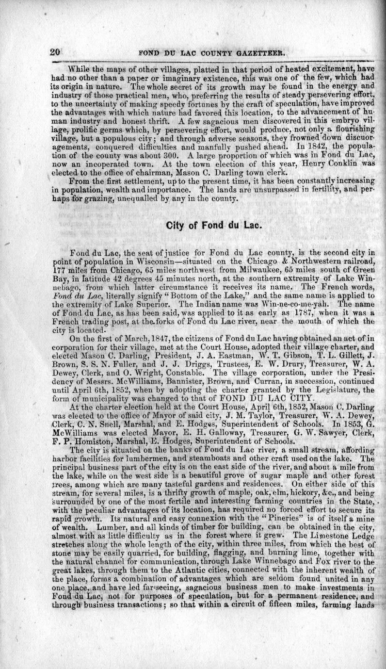 Fond du Lac County gazetteer - Full view - UWDC - UW-Madison Libraries