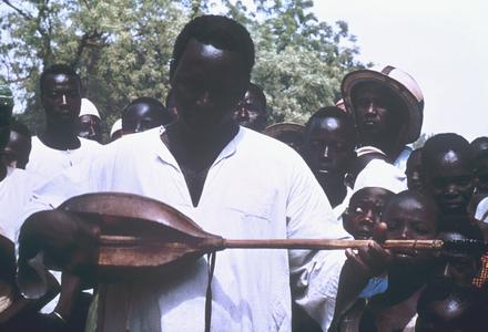 Musician with Instrument Made from Guinea Corn (Sorghum) and a Calabash