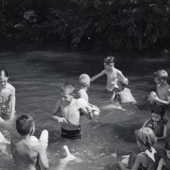 Children swimming at Camp Gallistella Tent Colony