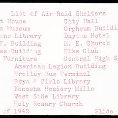 List of air raid shelters