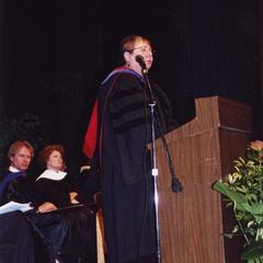 Margaret Cleek speaking at commencement