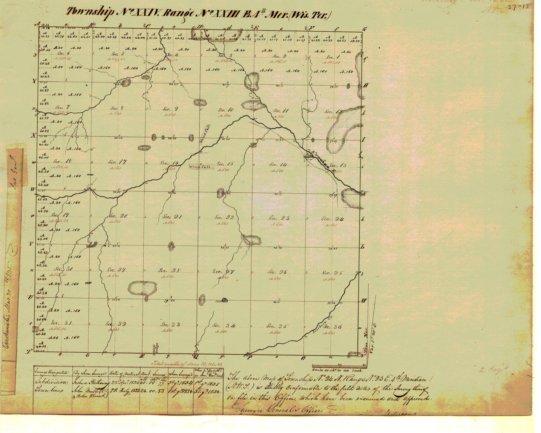 [Public Land Survey System map: Wisconsin Township 24 North, Range 23 East]