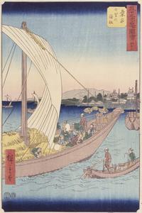 The Seven Ri Ferry Approaching Kuwana, no. 43 from the series Pictures of the Famous Places on the Fifty-three Stations (Vertical Tokaido)