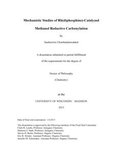 Mechanistic Studies of Rh(diphosphine)-Catalyzed Methanol Reductive Carbonylation