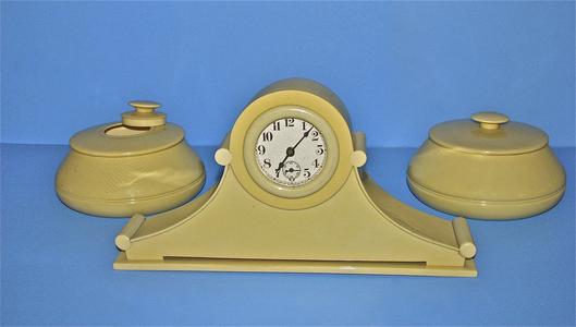 Ivory celluloid containers and clock