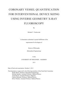 Coronary Vessel Quantification for Interventional Device Sizing using Inverse Geometry X-ray Fluoroscopy