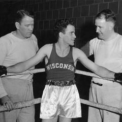 Gene Rankin (center) with coach John Walsh (right) and assistant coach Vern Woodward (left).