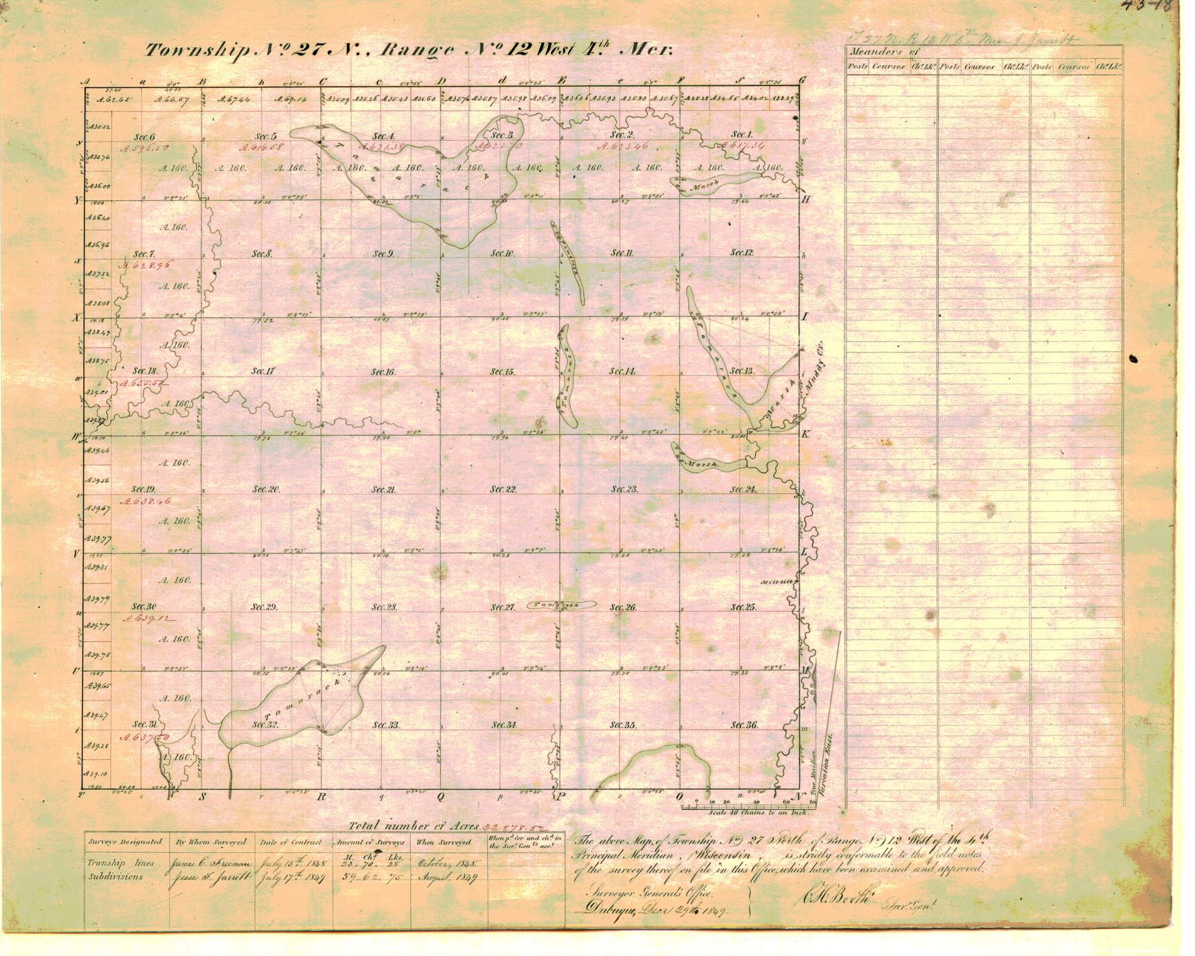 [Public Land Survey System map: Wisconsin Township 27 North, Range 12 West]