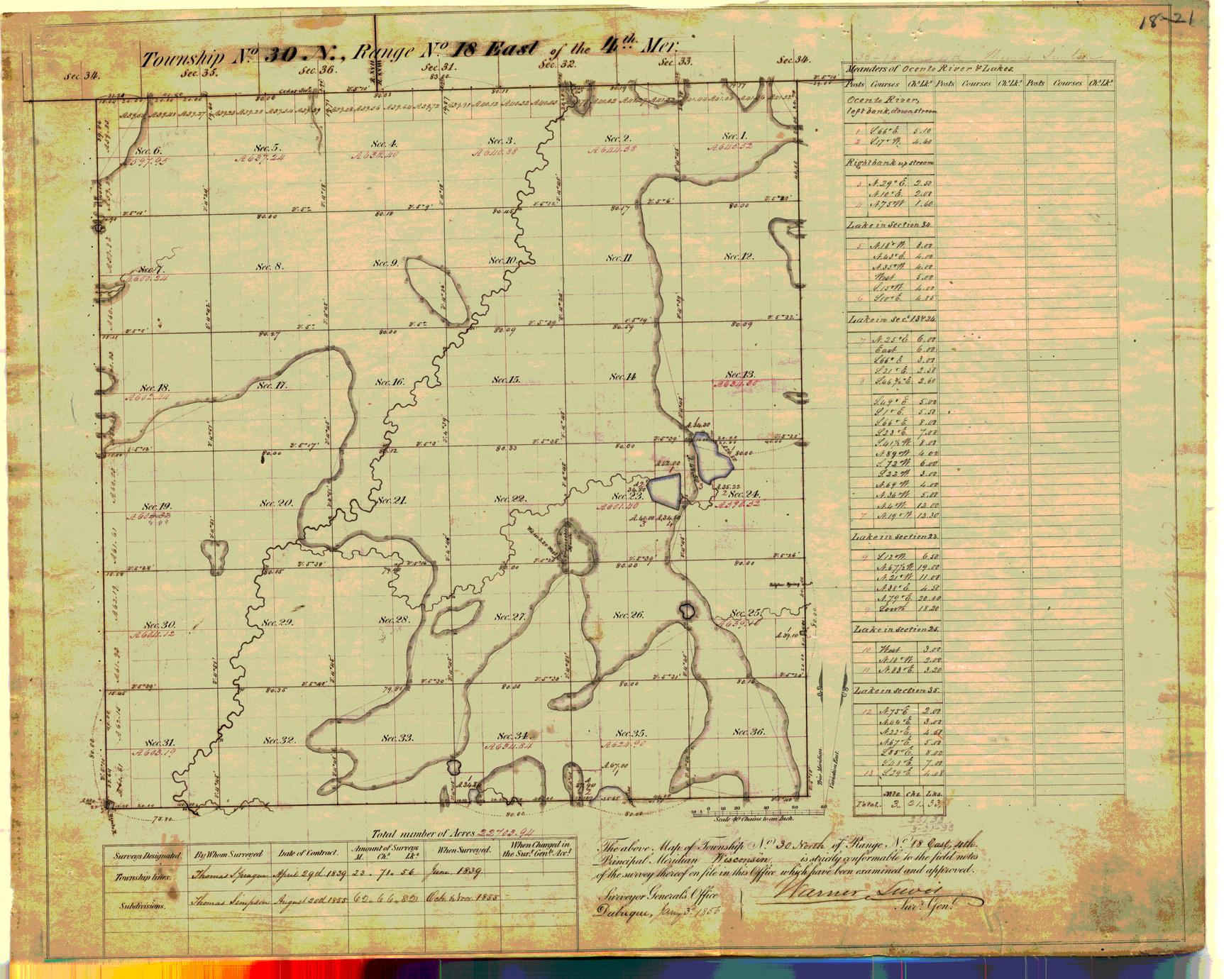 [Public Land Survey System map: Wisconsin Township 30 North, Range 18 East]