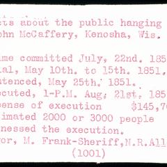 Facts about public hanging of John McCaffery