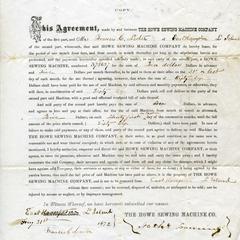 Lease agreement between Mrs. Frances C. Lester and the Howe Sewing Machine Co., 1872