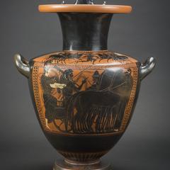 Water Jar (Hydria) with Herakles and Athena