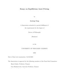 Essays on Equilibrium Asset Pricing