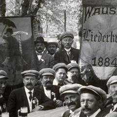 Close-up of Wausau Liederkranz members enjoying beers